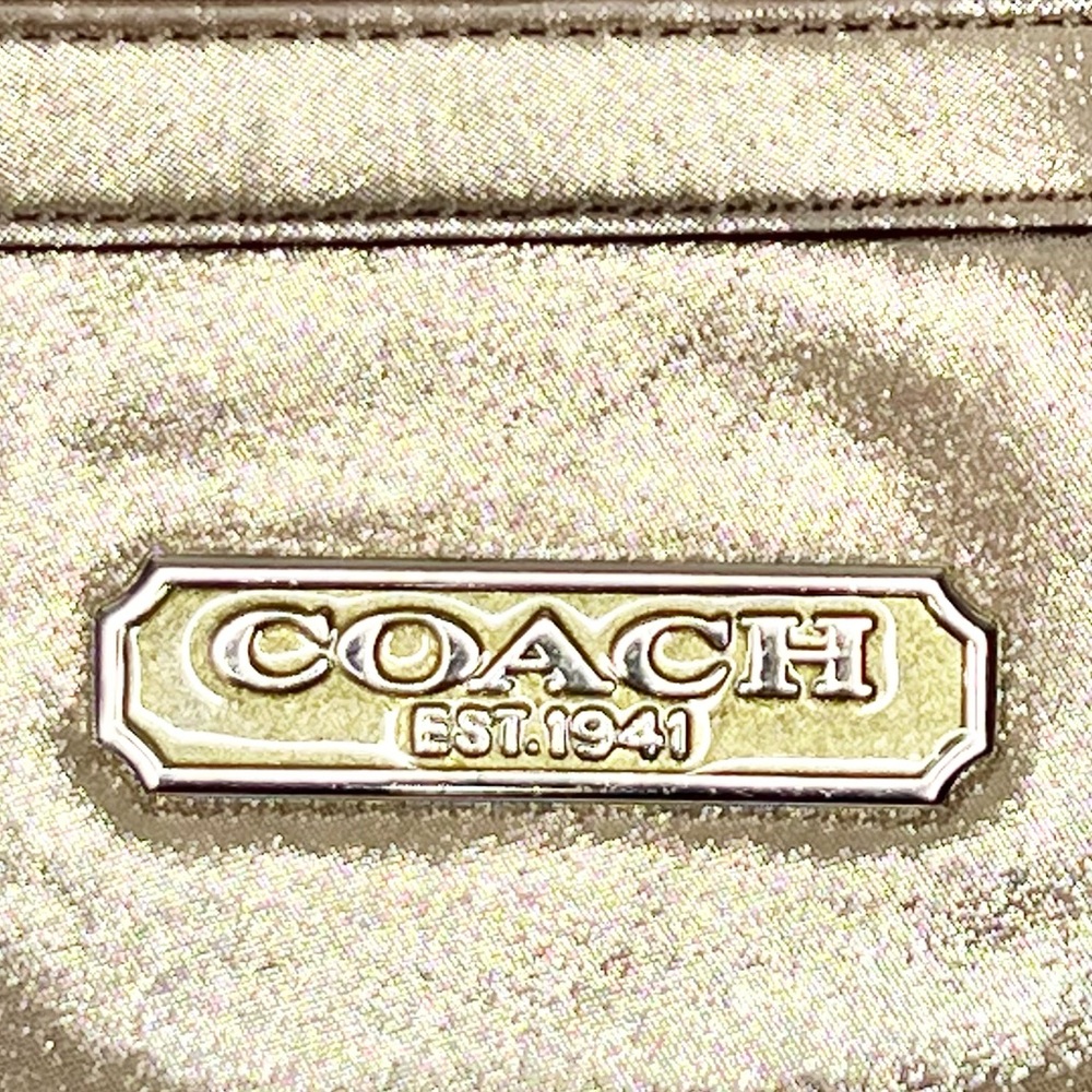 COACH F16565 METALLIC CHAMPAGNE GOLD GALLERY TOTE SHOULDER BAG LARGE CARRYALL - Picture 9 of 14